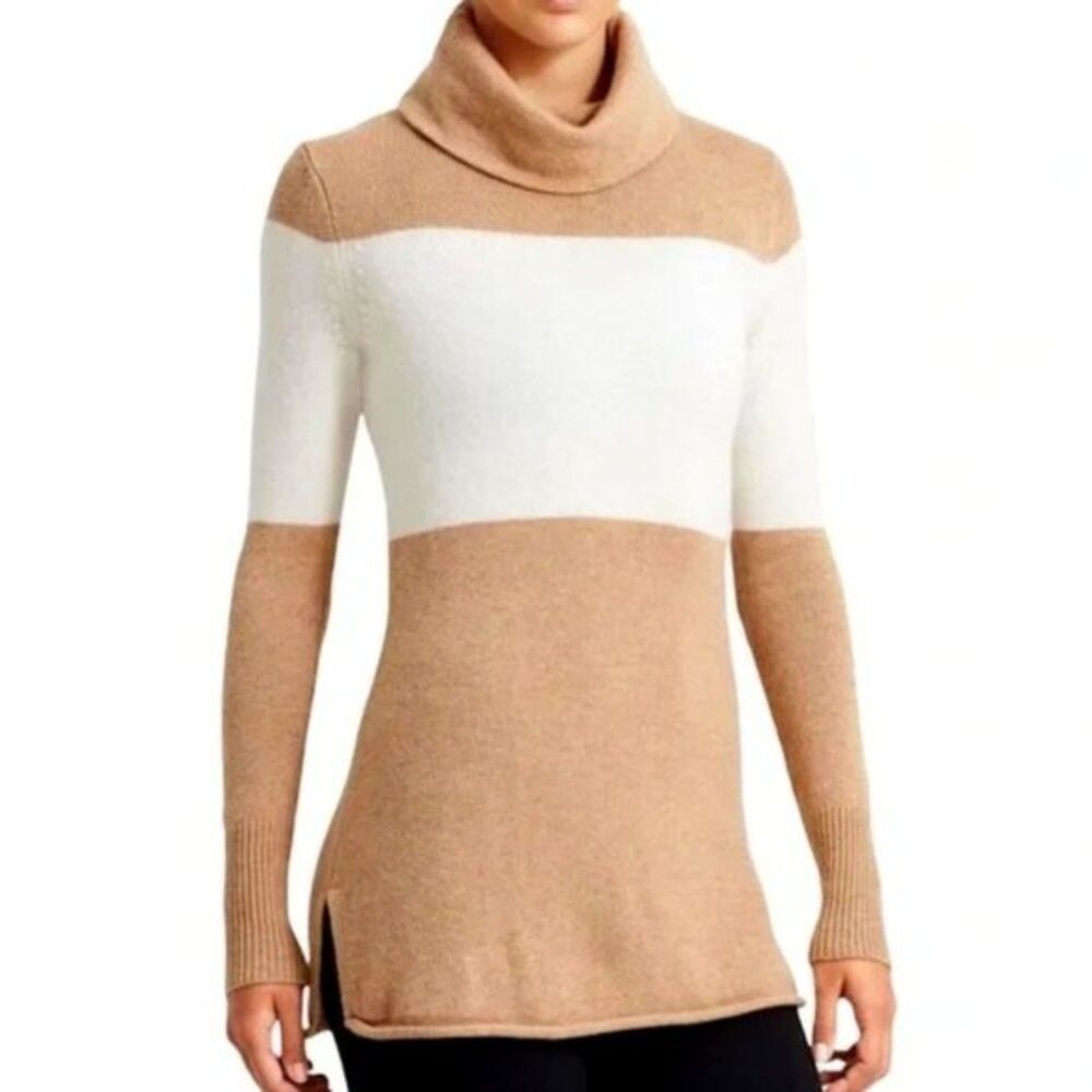 Athleta Chalet Size Small Cashmere Turtleneck Color Block Pullover Sweater